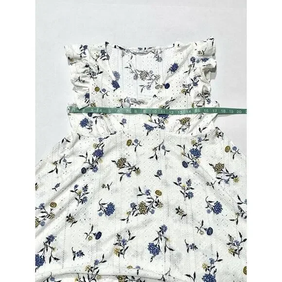 Springfield Womens Summer Dress White Floral Sleeveless Ruffles Short Size XL - Picture 7 of 10